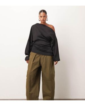 ARRANGE Curve Remi Casual Twill High Waisted Barrel Trouser - Black