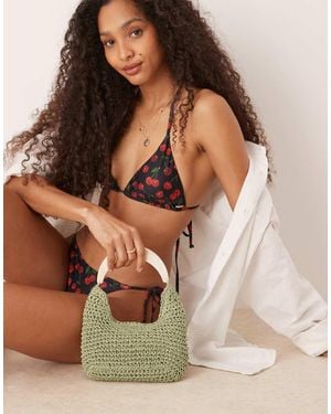 ASOS Straw Grab Bag With Resin Handle - Brown