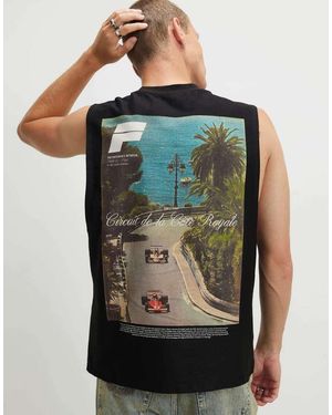 River Island Regular Fit F1 Car Scenic Tank Top - Black