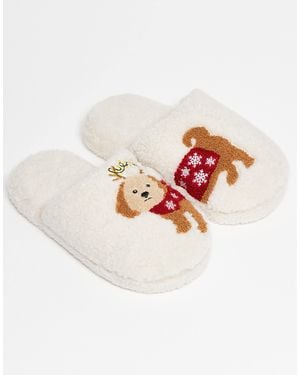 ASOS Zizi Embroidered Cavapoo Slipper - Metallic