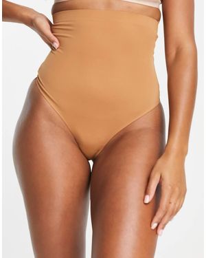 Bye Bra Invisible High Waist Medium Contour Shaping Thong - Brown