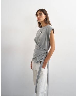 TOPSHOP Wrap Detail Cap Sleeve Top - White