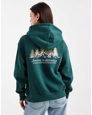 Cotton On Sudadera Verde Pino Extragrande Con Capucha Premium De -Azul Marino