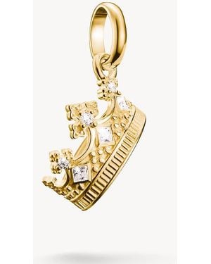 Thomas Sabo Ciondolo Placcato Con Pendente A Forma Di Corona Con Pietre Tonalità Giallo E Bianco - Metallizzato