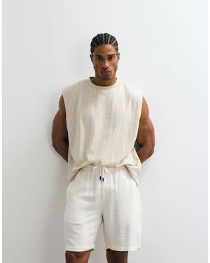 Only & Sons Textured Linen Mix Short - White