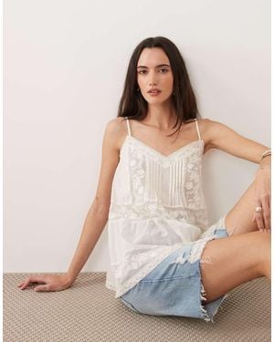 New Look Lace Longline Cami - Natural