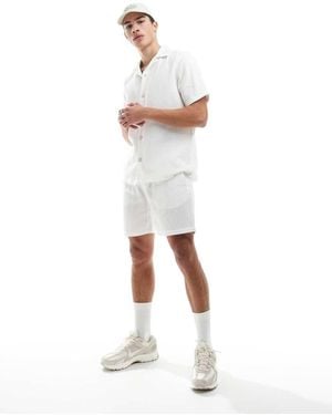 Only & Sons Pull On Waffle Short Co-ord - White