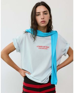 Pull&Bear Oversize t-shirt mit tomaten-print - Blau