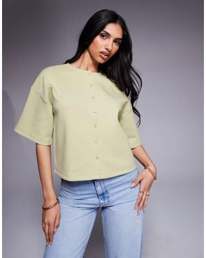 ASOS Interlock Boxy Shirt With Button Through Detail - Green