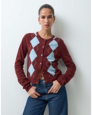 Gap Cashsoft Argyle Knitted Cardigan - Red