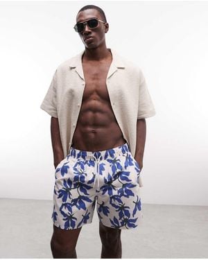 ASOS Halflange Zwemshort Met Bloemenprint - Wit