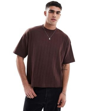 ASOS T-Shirt Oversize Squadrata A Coste Testurizzata - Viola
