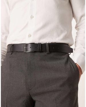 ASOS Faux Leather Belt With Gunmetal Buckle - Grey
