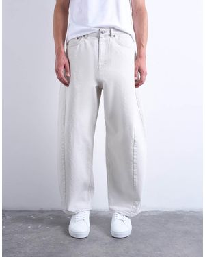 TOPMAN Vaqueros Blanco Rígidos De Corte Barrel De
