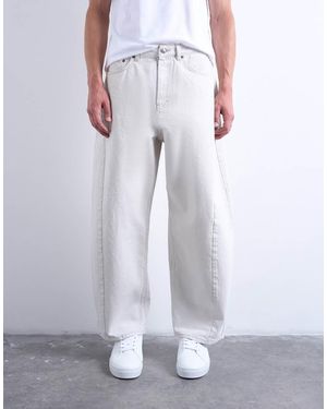 TOPMAN Vaqueros Blanco Rígidos De Corte Barrel De