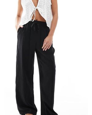Vero Moda Linen Touch Wide Leg Trousers - Black