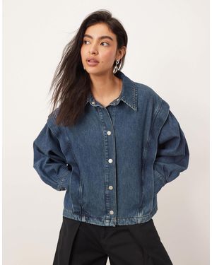 ARRANGE – kastig geschnittene hemdjacke aus denim - Blau