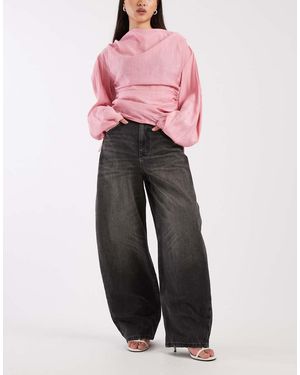 ASOS High Waisted Barrel Leg Jeans - Natural
