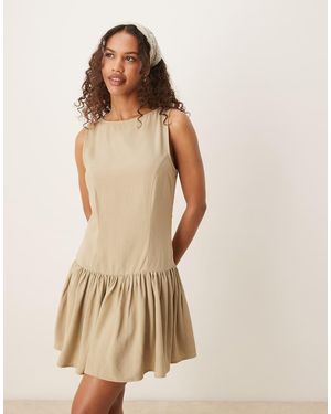 ASOS Mini Jurk Van Linnenmix Met Verlaagde Taille - Naturel