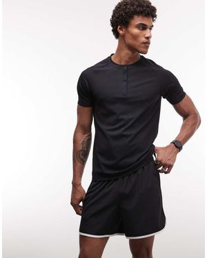 4505 Lightweight Performance Waffle Henley T-shirt With Quick Dry - Black