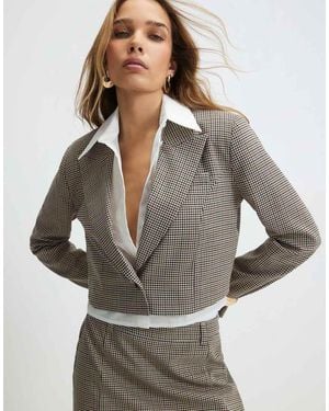 River Island Check Hybrid Cropped Blazer - Grey