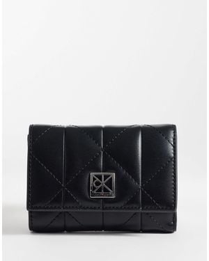 Calvin Klein Quilted Zip Wallet With Logo Detail - Black