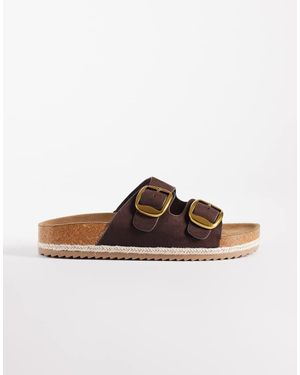 South Beach Double Buckle Sandals - Brown