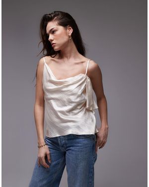 TOPSHOP Double Strap Satin Cami With Ruffle - Gray