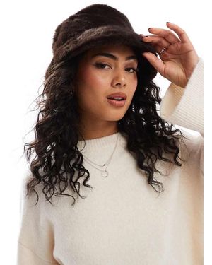 Bershka Cappello Da Pescatore Soffice Color Cioccolato - Marrone