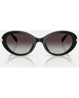 Michael Kors Rockaway ovale sonnenbrille mit grauen gläsern - Schwarz