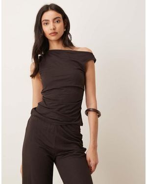 Mango Canela Asymmetric Sleeveless Top Co-ord - Black