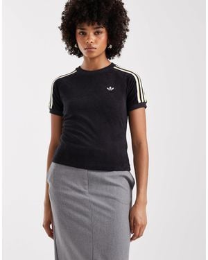 adidas Originals – cali – t-shirt aus frottee - Blau