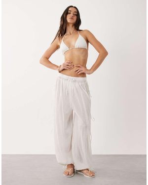 Aray Pantalones Playeros Blancos Semitransparentes De