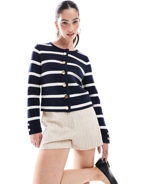 French Connection – schwere, gestreifte strickjacke - Blau