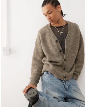 Weekday Bob Oversized Wool Blend Cardigan - Gray