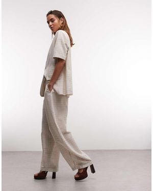 ASOS Broek Van Linnenmix Met Wijde Ronde Pijpen En Trekkoord - Wit