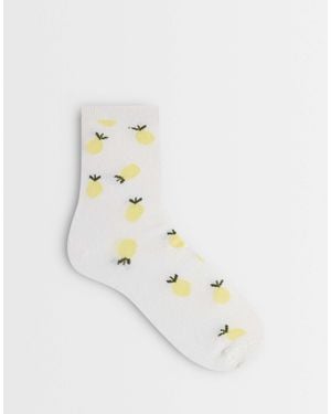 Vero Moda Lemon Print Ankle Socks - White