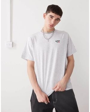 Kickers Camiseta Gris Claro Jaspeado Extragrande Con Estampado Gráfico Del Logo De - Blanco