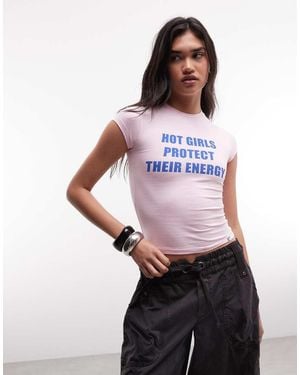 Collusion Baby Tee Met 'Hot Girls Protect Your Energy'-Print - Paars