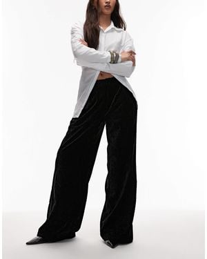ASOS Textured Velvet Tailored Wide Leg Pants - White