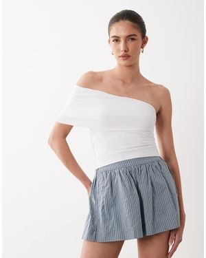 Mango Teen Cotton Rich One Shoulder Top - White