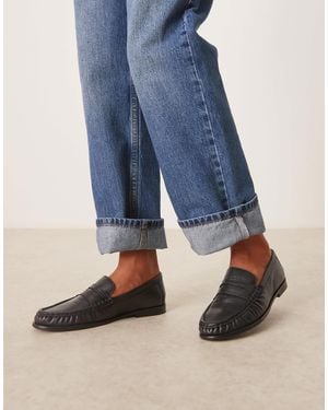 ASOS – mayfair – hochwertige loafer aus leder - Blau