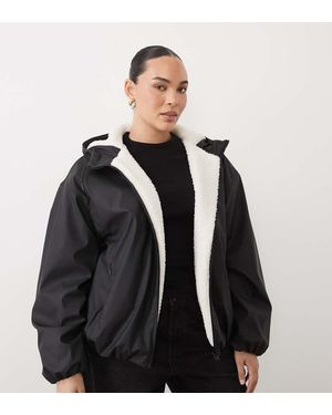 ASOS Asos Design Curve Rubberized Shower Resistant Bomber Jacket - Black