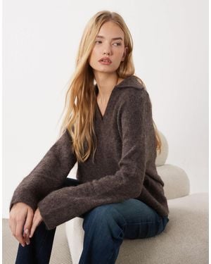 ARKET Super Soft Alpaca Wool Blend Polo Sweater - Brown