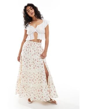 Miss Selfridge Trim Insert Tiered Maxi Skirt - White