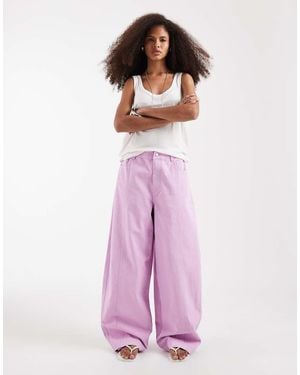 ASOS Barrel Trousers With Washed Effect - Pink