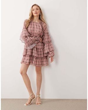 Y.A.S Ruffle Smock Chiffon Mini Dress - Pink