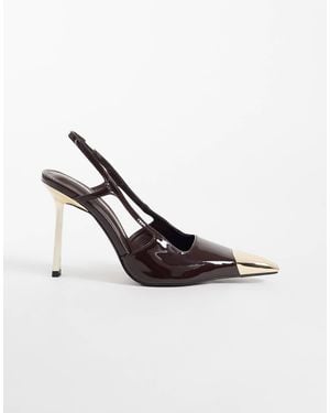 Public Desire Reset Slingback Heeled Shoes With Metal Detail - White