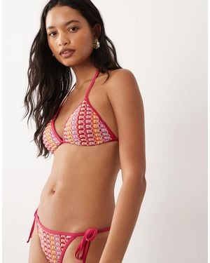 Accessorize Crochet Triangle Bikini Top - Orange