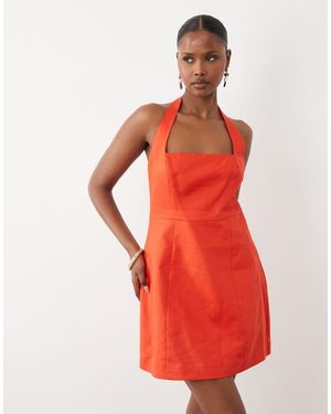 Forever New Halter Neck Linen Mini Dress - Red